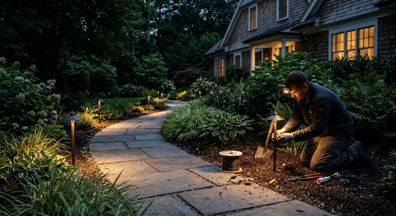 Terrace Lighting Installation in Overland Park, KS